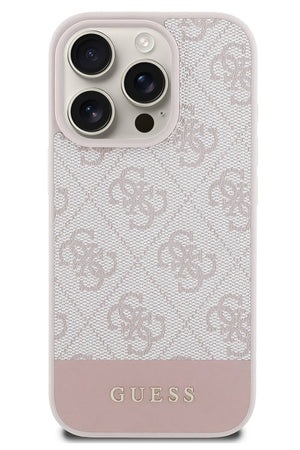 Guess Şerit Logolu iPhone 16 Pro Max Magsafe Uyumlu Kılıf Pembe  Guess