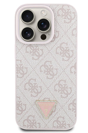 Guess Strass iPhone 16 Pro Uyumlu 4G Desenli Vücut Askılı Kılıf Pembe  Guess