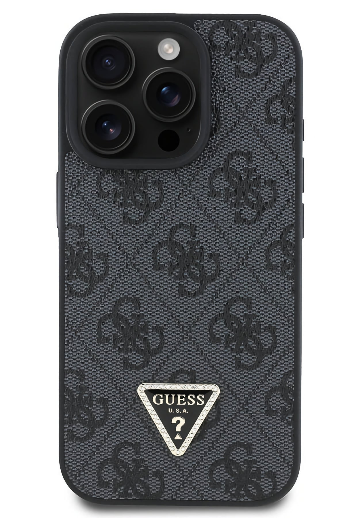 Guess Strass iPhone 16 Pro Uyumlu 4G Desenli Vücut Askılı Kılıf Siyah  Guess