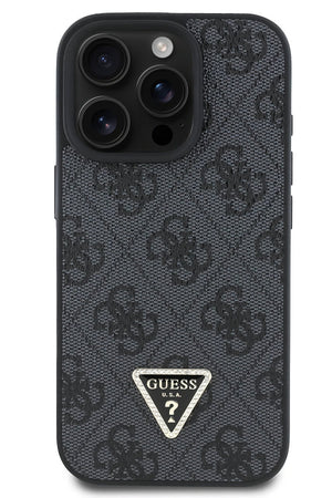 Guess Strass iPhone 16 Pro Uyumlu 4G Desenli Vücut Askılı Kılıf Siyah  Guess