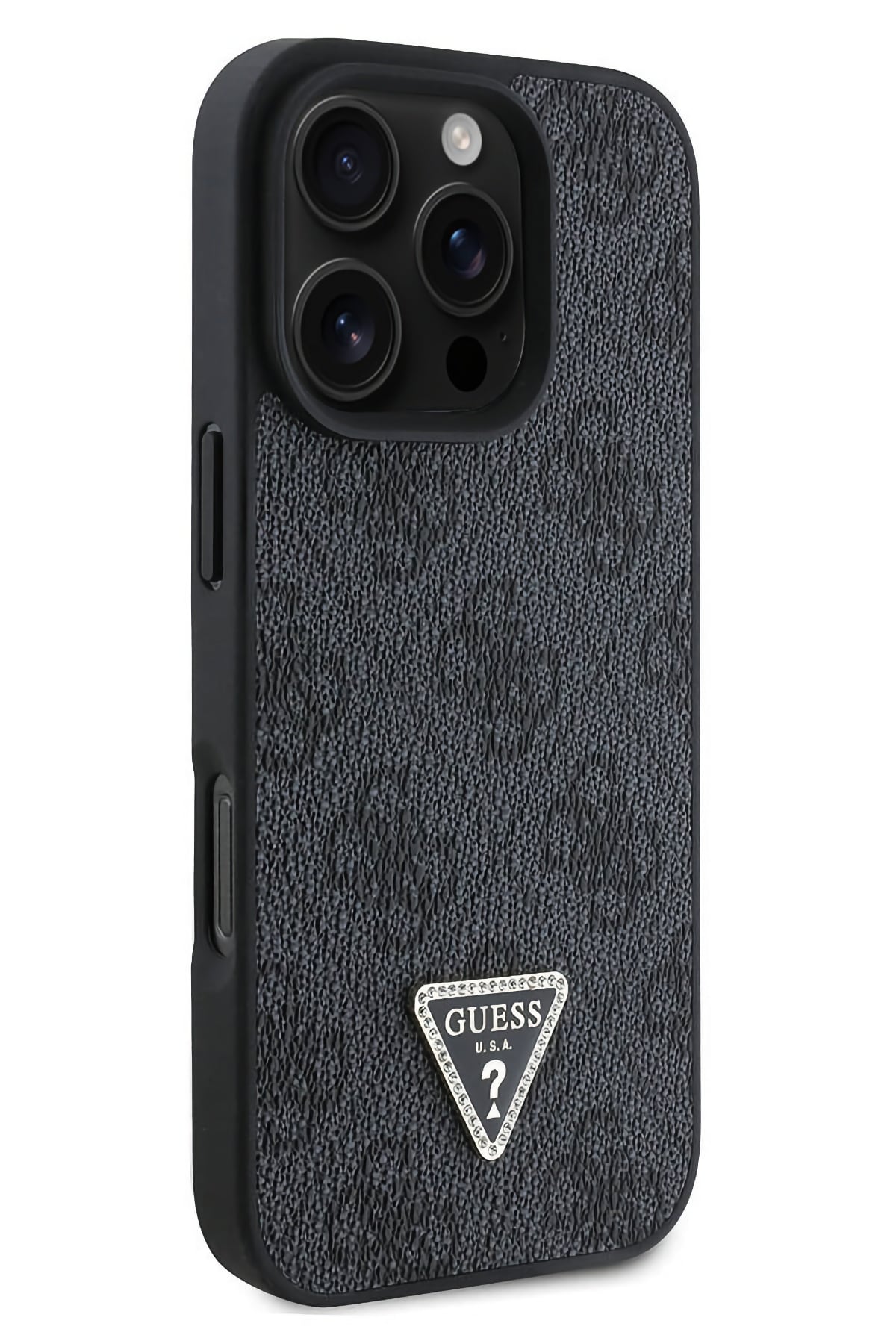 Guess Strass iPhone 16 Pro Uyumlu 4G Desenli Vücut Askılı Kılıf Siyah  Guess