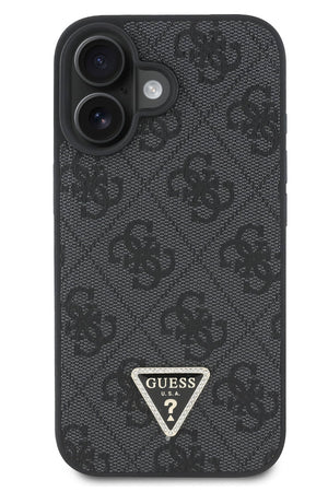 Guess Strass iPhone 16 Uyumlu 4G Desenli Vücut Askılı Kılıf Siyah  Guess