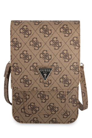 Guess Triangle Logolu Telefon Çantası Kredi Kartlıklı Kahverengi  Guess