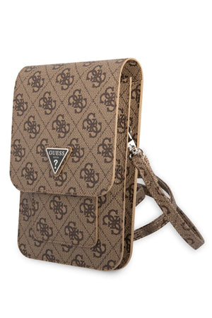Guess Triangle Logo Phone Bag Brown with Credit Card Holder 