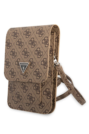 Guess Triangle Logolu Telefon Çantası Kredi Kartlıklı Kahverengi  Guess
