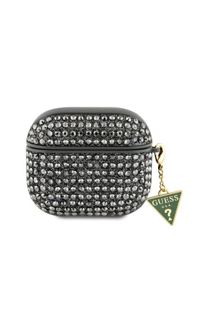 Guess Apple Airpods 3. Nesil Kılıf Taş Kaplamalı Üçgen Logo Süslü Haki  Guess