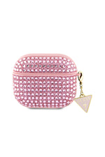 Guess Apple Airpods 3. Nesil Kılıf Taş Kaplamalı Üçgen Logo Süslü Pembe  Guess