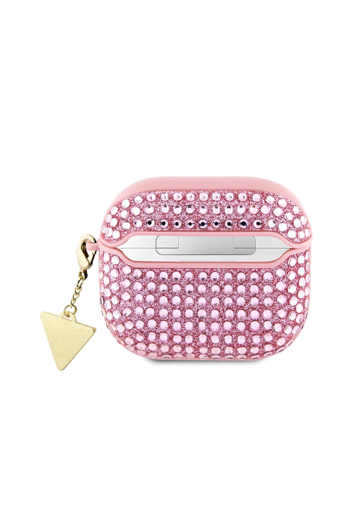 Guess Apple Airpods 3. Nesil Kılıf Taş Kaplamalı Üçgen Logo Süslü Pembe  Guess