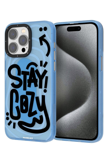 Youngkit Happy Hearth iPhone 14 Pro Uyumlu Mavi Kılıf