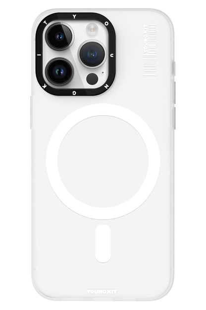 Youngkit Hidden Sand iPhone 15 Pro uyumlu Magsafe Mat Beyaz Kılıf