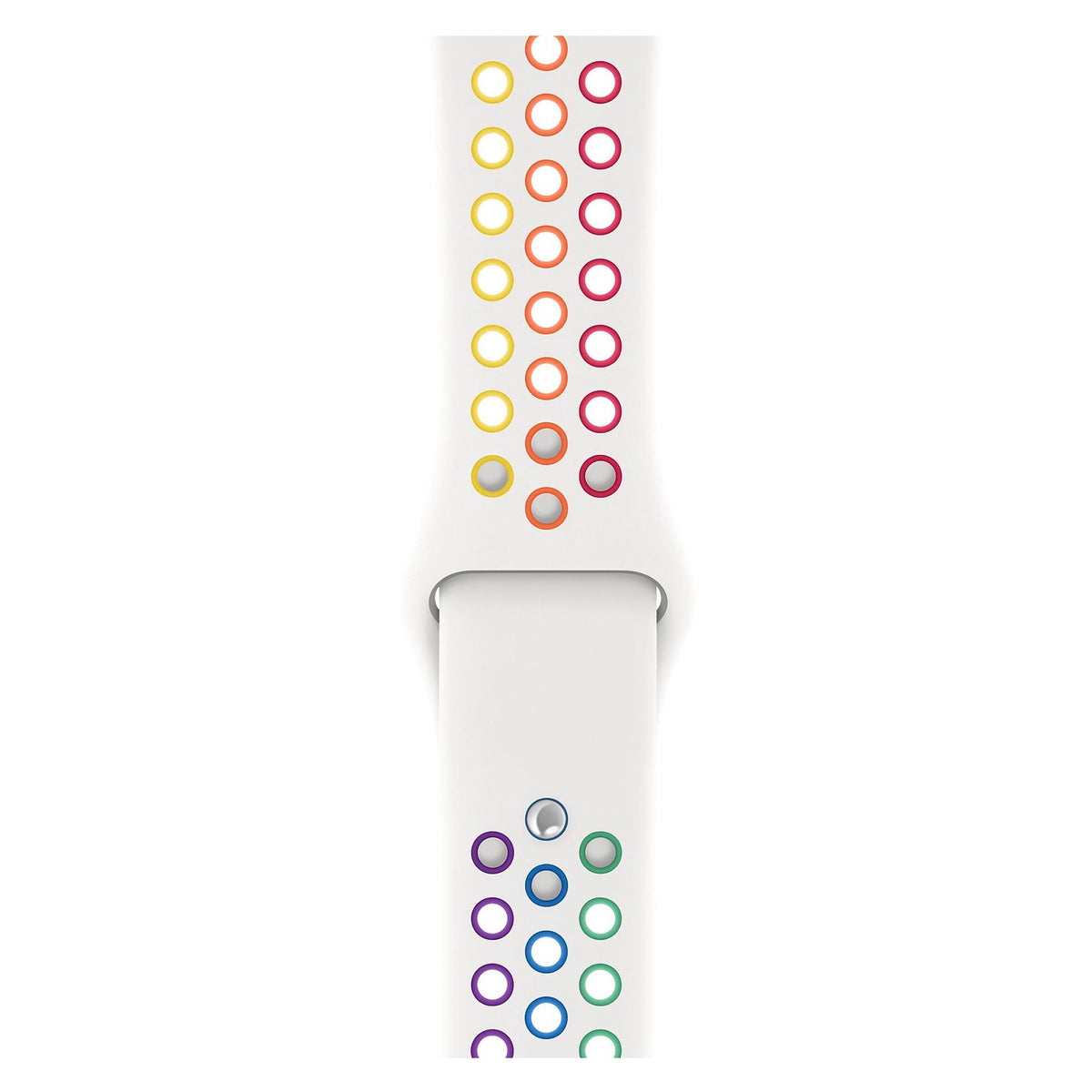 Apple Watch Uyumlu Silikon Delikli Spor Kordon Beyaz Gökkuşağı  bikordon
