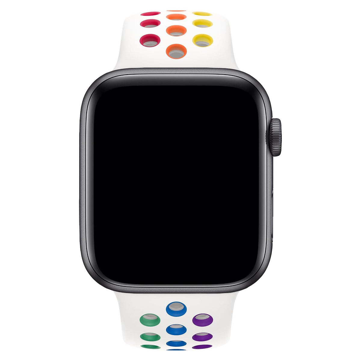 Apple Watch Uyumlu Silikon Delikli Spor Kordon Beyaz Gökkuşağı  bikordon