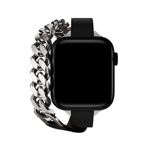 Apple Watch Uyumlu Double Tour Deri Kordon İmperial Black  bikordon