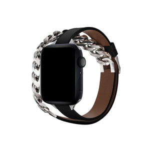 Apple Watch Uyumlu Double Tour Deri Kordon İmperial Black  bikordon