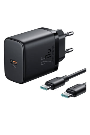Joyroom Hızlı Şarj Cihazı ve Type-C Kablo Set 25W Siyah Joyroom