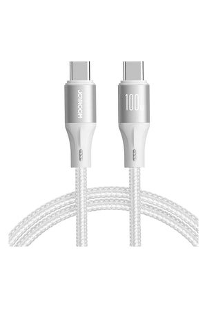 Joyroom Type-C to Type-C 100w Hızlı Şarj Kablosu 1.2mt Beyaz Joyroom