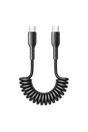 Joyroom Type-C to Type-C 60w Spiral Şarj Kablosu 1.5mt Siyah Joyroom