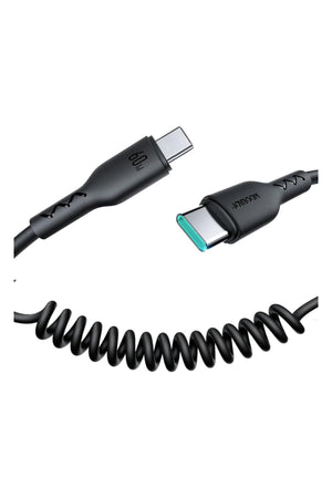 Joyroom Type-C to Type-C 60w Spiral Şarj Kablosu 1.5mt Siyah Joyroom