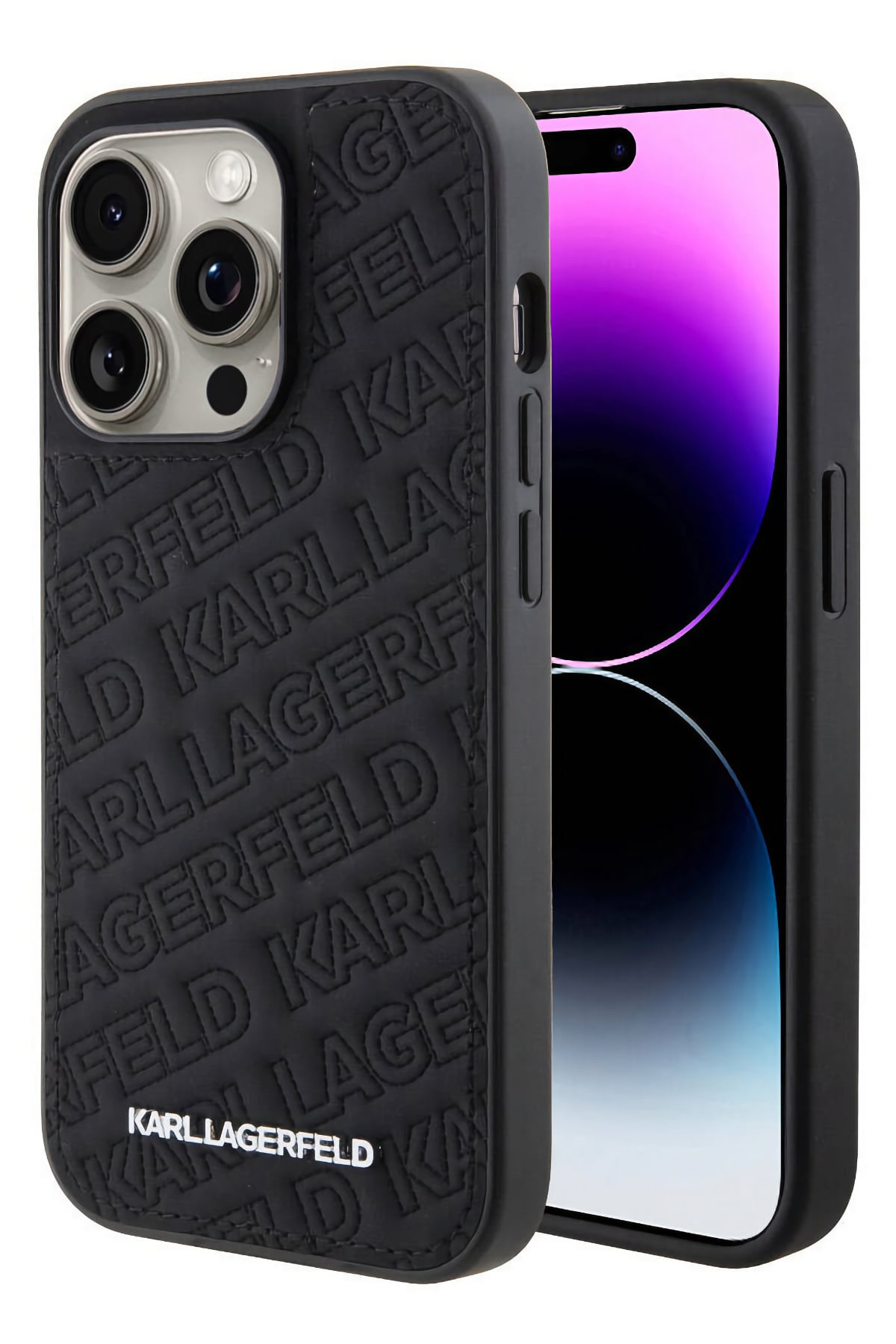 Karl Lagerfeld iPhone 15 Pro Uyumlu Kapitone Kılıf Siyah  Karl Lagerfeld
