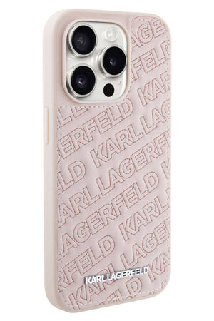 Karl Lagerfeld iPhone 15 Pro Max Uyumlu Kapitone Kılıf Pembe  Karl Lagerfeld