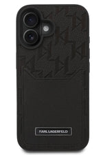 Karl Lagerfeld Monogram iPhone 16 Plus Kartlıklı Kılıf Siyah  Karl Lagerfeld