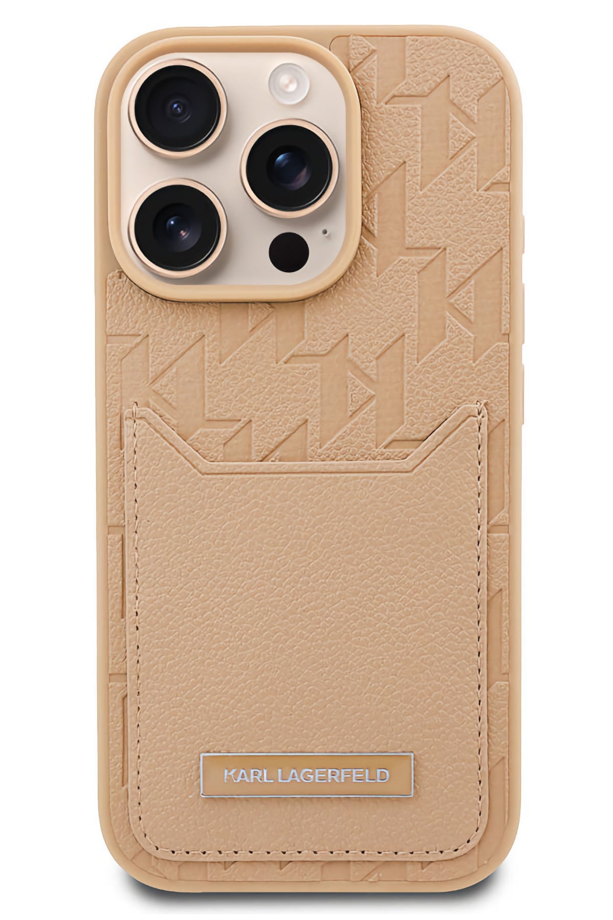Karl Lagerfeld Monogram iPhone 16 Pro Max Kartlıklı Kılıf Krem  Karl Lagerfeld