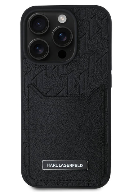 Karl Lagerfeld Monogram iPhone 16 Pro Max Kartlıklı Kılıf Siyah  Karl Lagerfeld