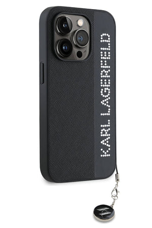 Karl Lagerfeld Saffiano Rhinestones iPhone 15 Pro Kılıf Siyah  Karl Lagerfeld