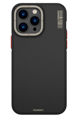 Youngkit Kevlar iPhone 14 Pro Max Magsafe Kırmızı Kenarlı Kılıf