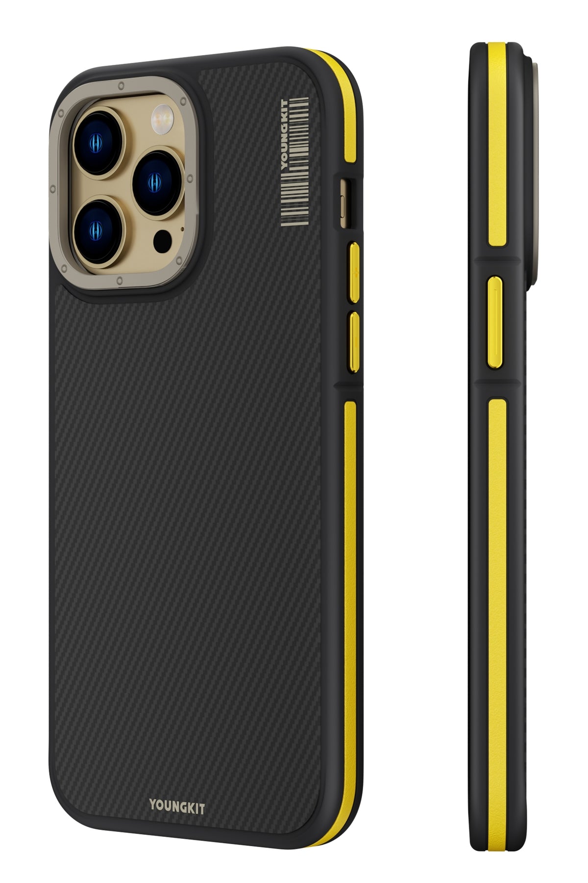 Youngkit Kevlar iPhone 15 Pro Magsafe Uyumlu Sarı Kenarlı Kılıf  Youngkit