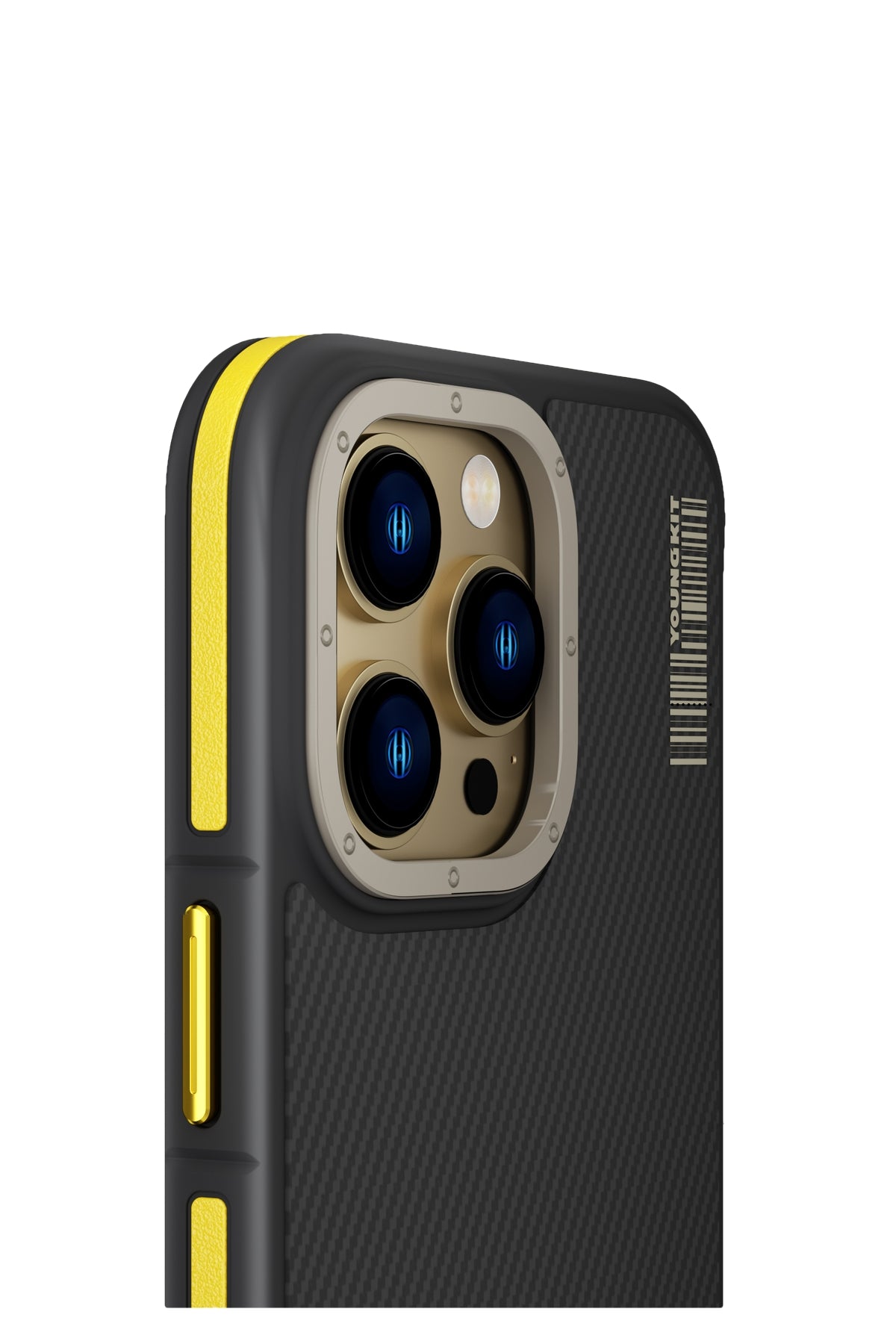 Youngkit Kevlar iPhone 15 Pro Magsafe Uyumlu Sarı Kenarlı Kılıf  Youngkit