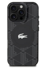 Lacoste Monogram iPhone 16 Pro Max Magsafe Uyumlu Silikon Kılıf Siyah  Lacoste