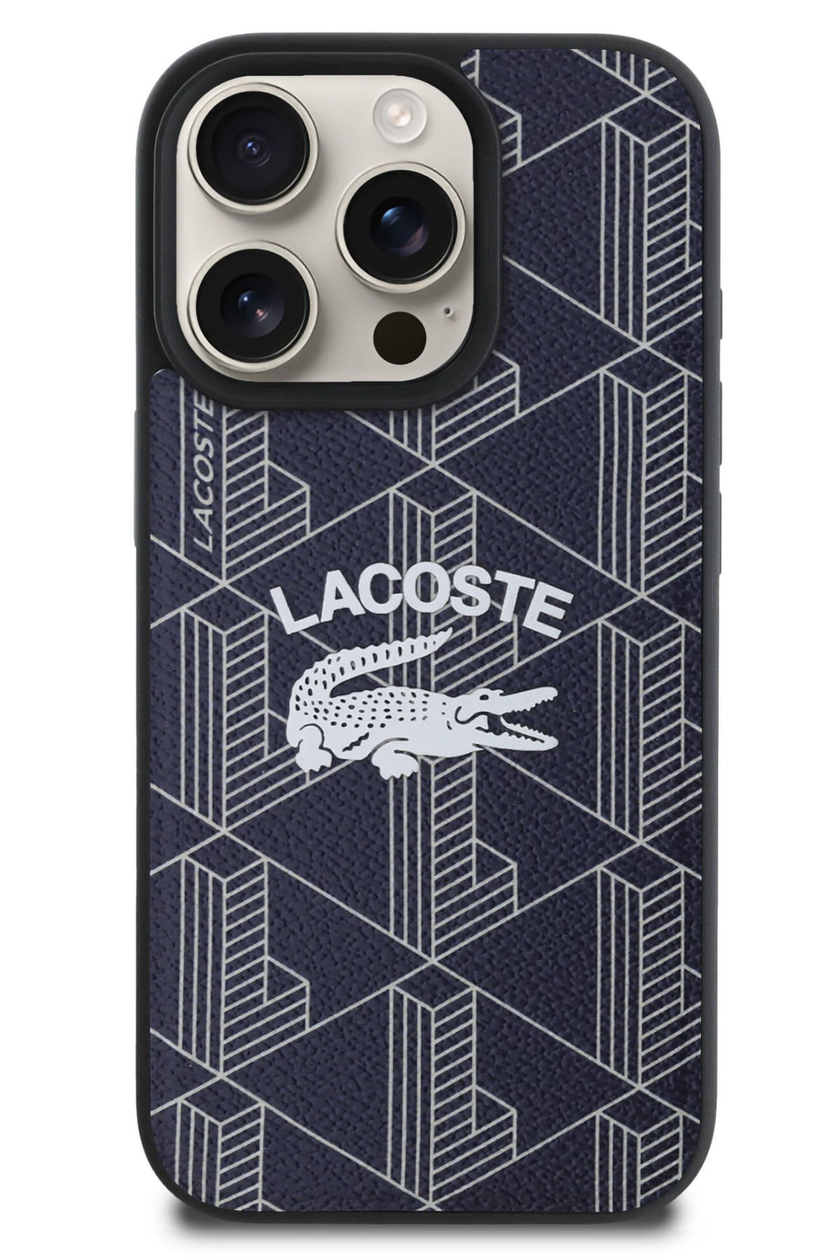 Lacoste Vintage iPhone 16 Pro Magsafe Uyumlu Kılıf Lacivert  Lacoste