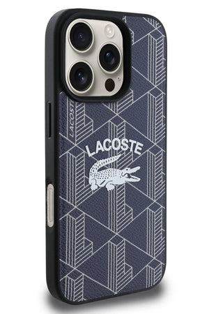 Lacoste Vintage iPhone 16 Pro Magsafe Uyumlu Kılıf Lacivert  Lacoste