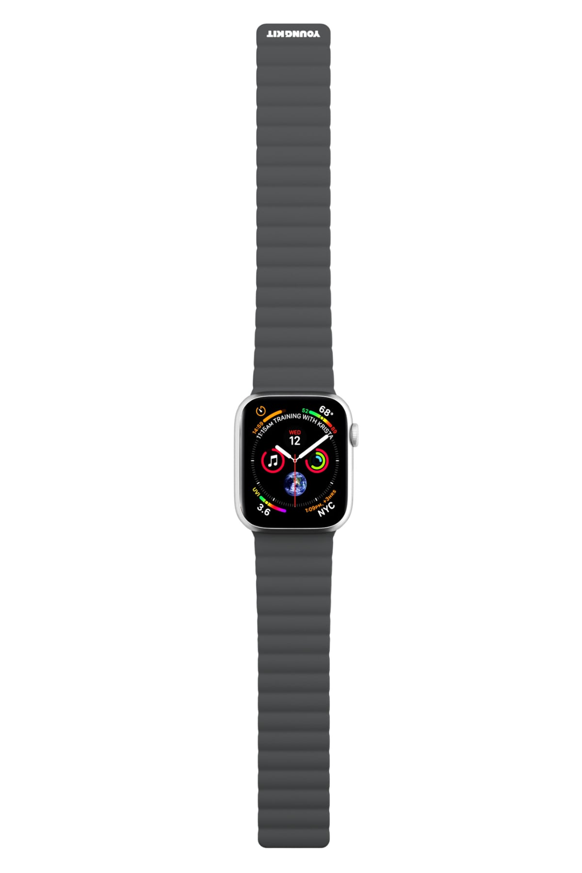 Youngkit Apple Watch Uyumlu Manyetik Mıknatıslı Minimalist Kordon Gri  Youngkit