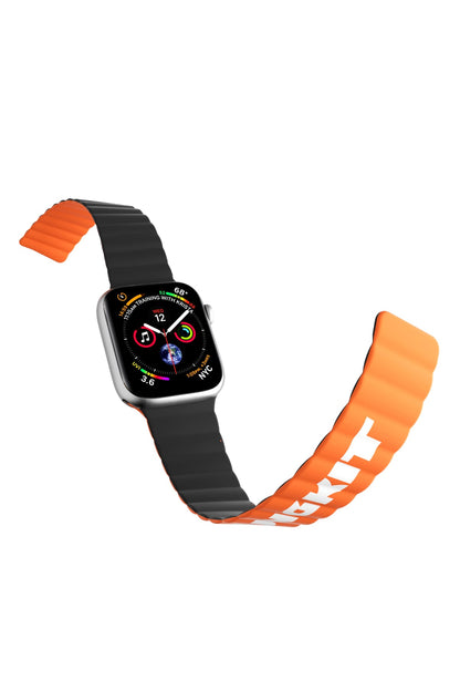 Youngkit Apple Watch Uyumlu Manyetik Mıknatıslı Minimalist Kordon Turuncu