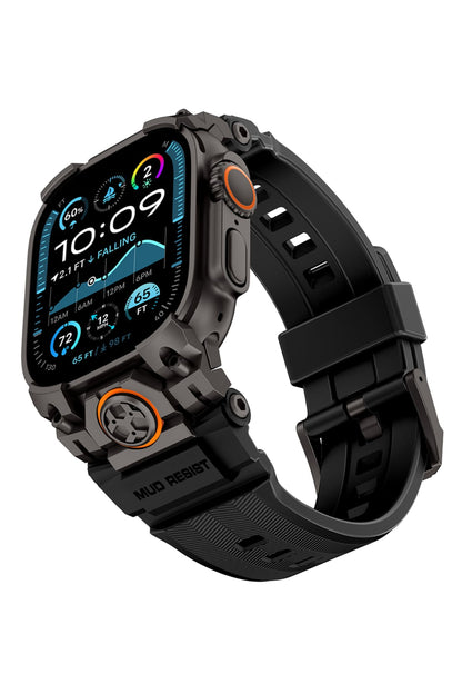 Mohseven Armor Apple Watch Ultra Uyumlu Silikon Siyah Kordon Mohseven