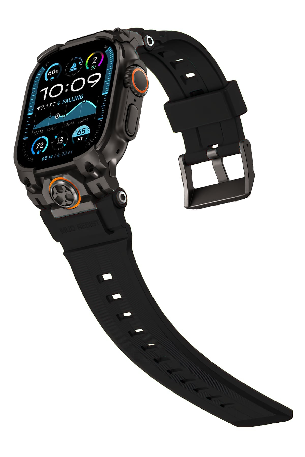 Mohseven Armor Apple Watch Ultra Uyumlu Silikon Siyah Kordon Mohseven