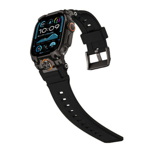 Mohseven Armor Apple Watch Ultra Uyumlu Silikon Siyah Kordon Mohseven