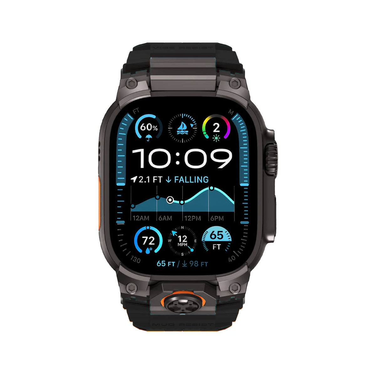 Mohseven Armor Apple Watch Ultra Uyumlu Silikon Siyah Kordon Mohseven