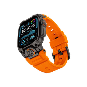 Mohseven Armor Apple Watch Ultra Uyumlu Silikon Siyah Toka Turuncu Kordon Mohseven