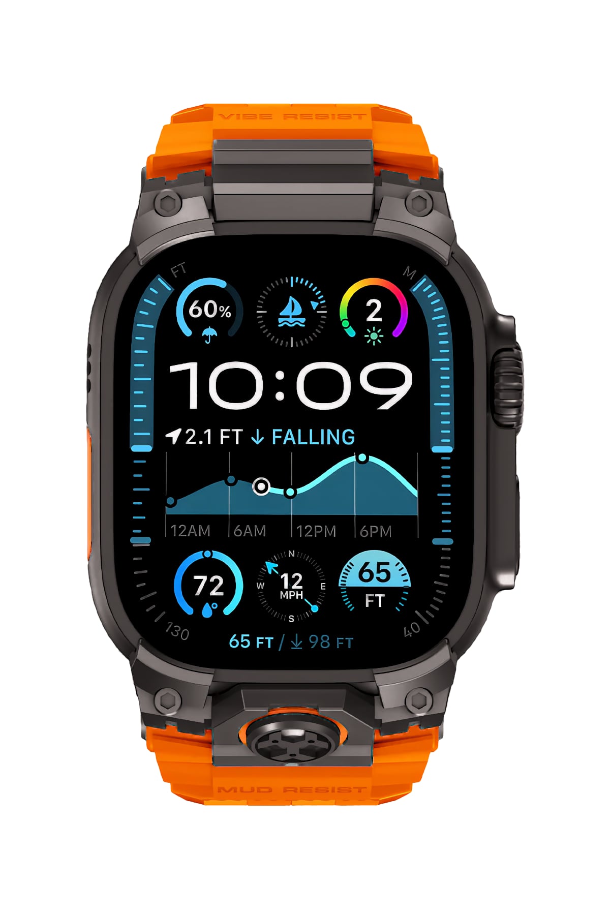 Mohseven Armor Apple Watch Ultra Uyumlu Silikon Siyah Toka Turuncu Kordon Mohseven
