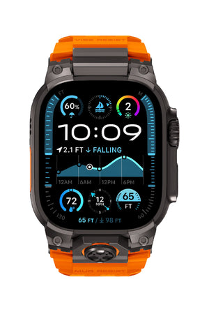 Mohseven Armor Apple Watch Ultra Uyumlu Silikon Siyah Toka Turuncu Kordon Mohseven