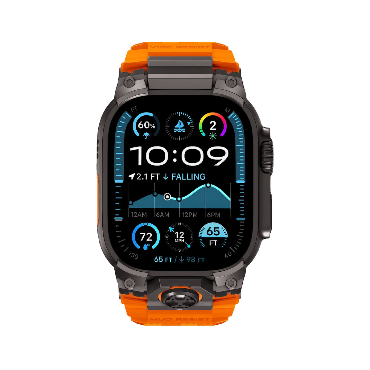 Mohseven Armor Apple Watch Ultra Uyumlu Silikon Siyah Toka Turuncu Kordon Mohseven