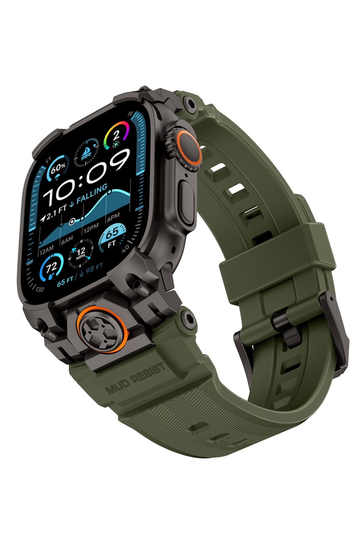 Mohseven Armor Apple Watch Ultra Uyumlu Silikon Siyah Toka Yeşil Kordon Mohseven