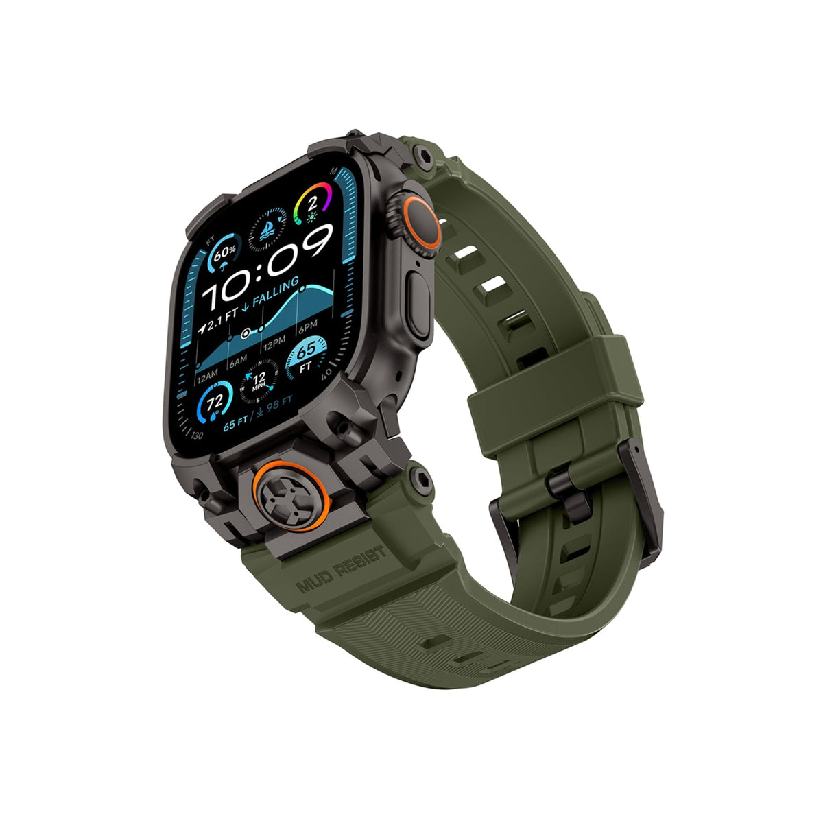 Mohseven Armor Apple Watch Ultra Uyumlu Silikon Siyah Toka Yeşil Kordon Mohseven