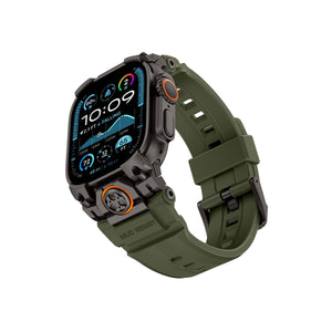 Mohseven Armor Apple Watch Ultra Uyumlu Silikon Siyah Toka Yeşil Kordon Mohseven