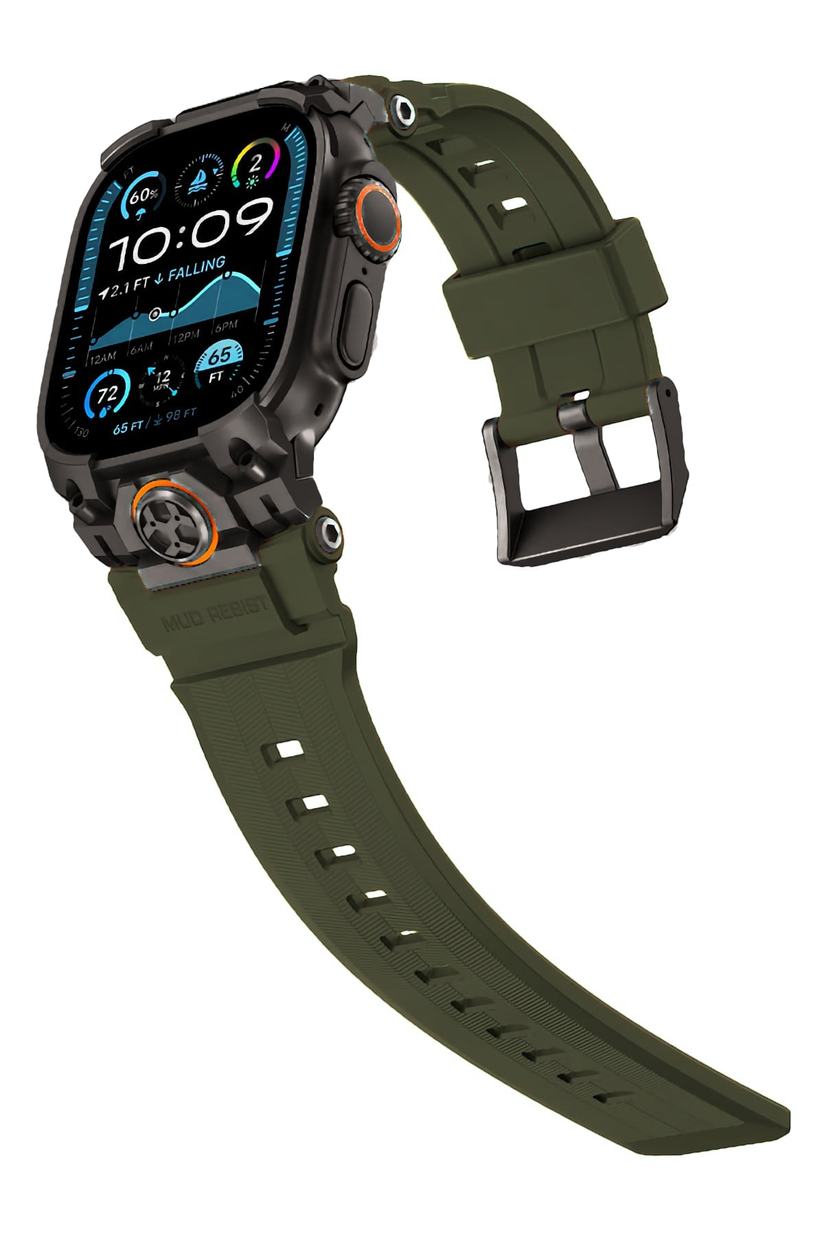 Mohseven Armor Apple Watch Ultra Uyumlu Silikon Siyah Toka Yeşil Kordon Mohseven