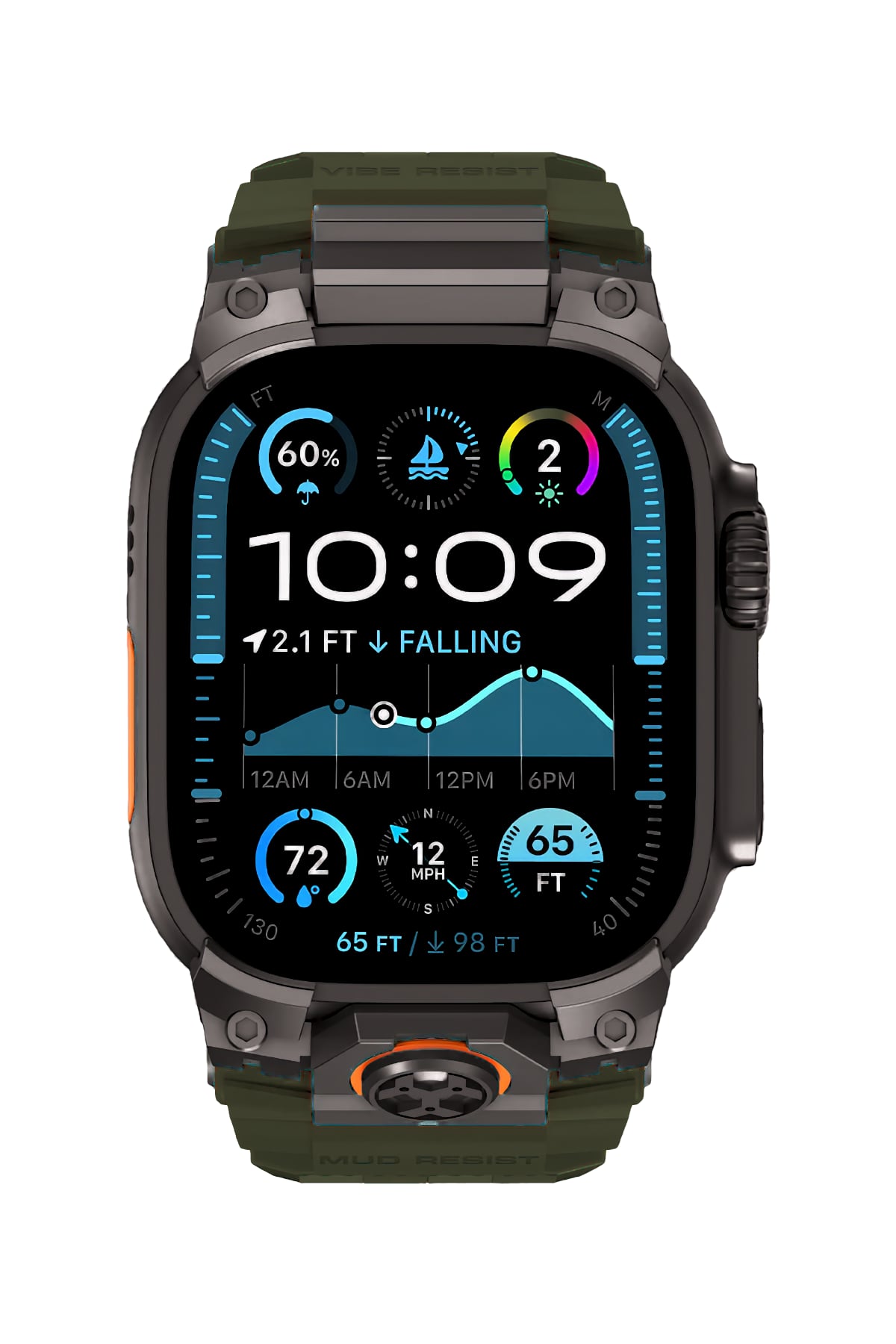 Mohseven Armor Apple Watch Ultra Uyumlu Silikon Siyah Toka Yeşil Kordon Mohseven