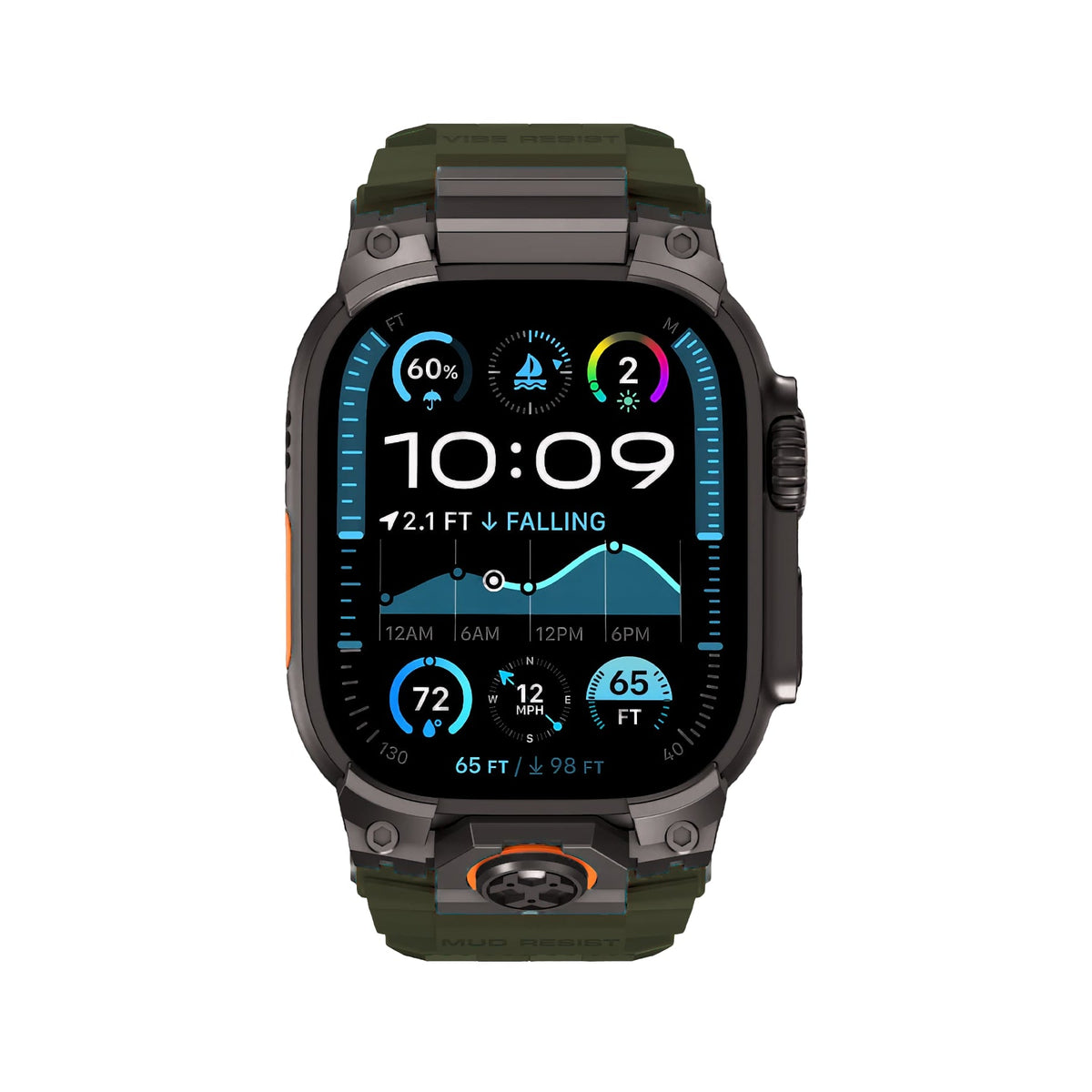 Mohseven Armor Apple Watch Ultra Uyumlu Silikon Siyah Toka Yeşil Kordon Mohseven
